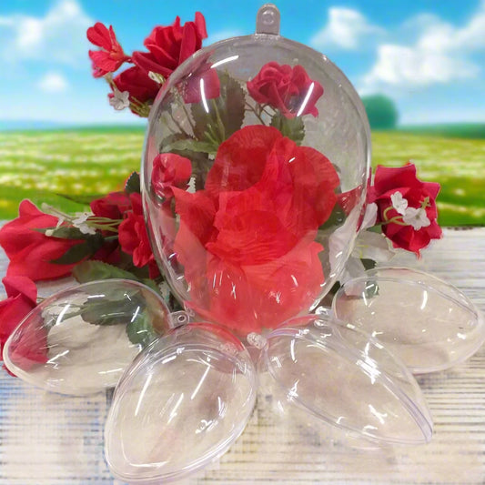 uova plastica plexiglass apribili divisibili trasparenti grandi e ovetti per decoupage pasqua da riempire decorare appendere appoggiare ad uso hobbistica vetrinistica packaging pasticceria gastronomia panetteria