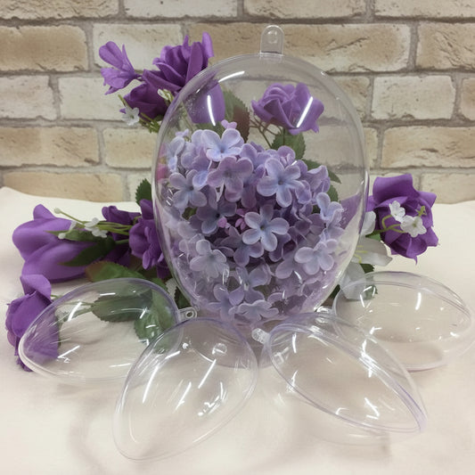 uova plastica plexiglass apribili divisibili trasparenti grandi e ovetti per decoupage pasqua da riempire decorare appendere appoggiare ad uso hobbistica vetrinistica packaging pasticceria gastronomia panetteria