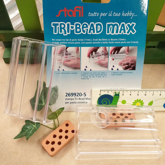 utensile 269920-5 mpn stampo tri-bead max stafil tutto per il tuo hobby macchina manuale Fimo Cernit Darwi argilla attrezzi per modellare scultura utensili strumenti per paste polimeriche bigiotteria creare tre tipi di perle tonde perline ovali bicono con anellino misura pasta