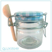 vasetto vetro tappo ceramica scozzese ermetico cucchiaio legno da confezionare confetti bomboniere matrimonio barattoli fai da te