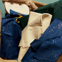 Stafil velluto decorativo vetrinistica hobbistica fai da te bambole di stoffa blu bianco verde con brillantini glitter ad uso decorazioni albero Natale