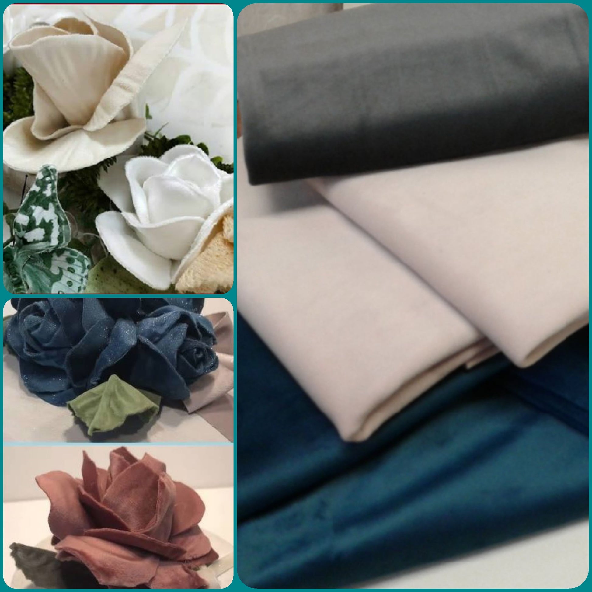 bianco grigio blu rosa velluto Renkalik termoformabile tessuto termomodellabile uso creare fiori rose bambole pupazzi tecnica stampi fommy gomma crepla