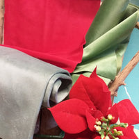 rosso teatro verde bosco e salvia velluto renkalik termoformabile termomodellabile tecnica stampi fiori rose stella di Natale colori negozio pezze di tessuto uso hobbistica creativa bambole di stoffa vetrinistica