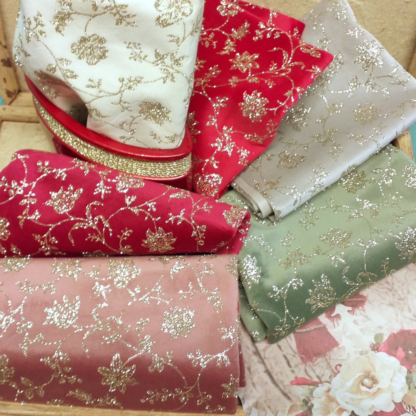 Broderie velluto glitter Renkalik per fiori termoformabile e modellabile con brillantini ideale uso creare rose rosse e colori ghiaccio salvia bordeaux rosa antico grigio perlato Natale festa mamma san valentino
