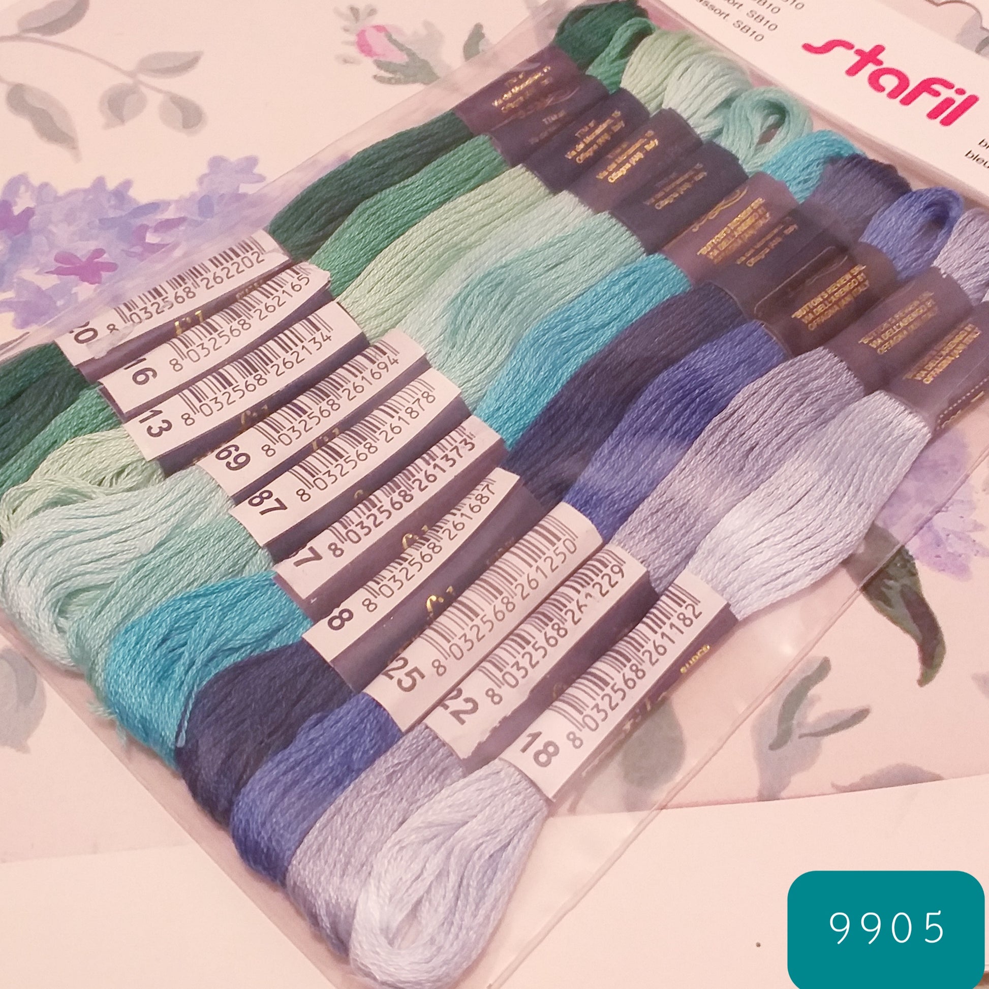colori verde azzurro celeste stock prezzo conveniente filo moulinè di cotone da ricamo per punto croce profilo stafil filato economico