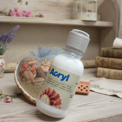 glossy varnish Acryl Morocolor Primo tempera vernice finale all'acqua lucida per hobby pittura decoupage verniciare gessetti oggetti di pasta modellabile finitura trasparente lavoretti creativi bambini
