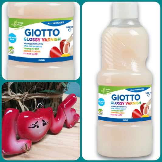 vernice finale all'acqua lucida Giotto Fila per verniciare creazioni lavoretti di Fimo Cernit gesso paste modellabili decoupage hobby pittura disegni oggetti Das