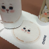 Cherie mini visi stampati renkalik tessuto faccine maglina dipinte disegnate uso creare testine bambole di stoffa pezza pupazzi gattino pulcina Serafina pecora
